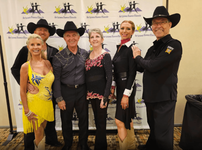 Lucas and Stacey posing amongst their students at the Arizona Dance Classic event